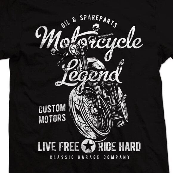 Motorcycle, Motorbike - Motorcycle Legends, Live Free, Ride Hard - Biker T Shirt - Picture 2 of 5
